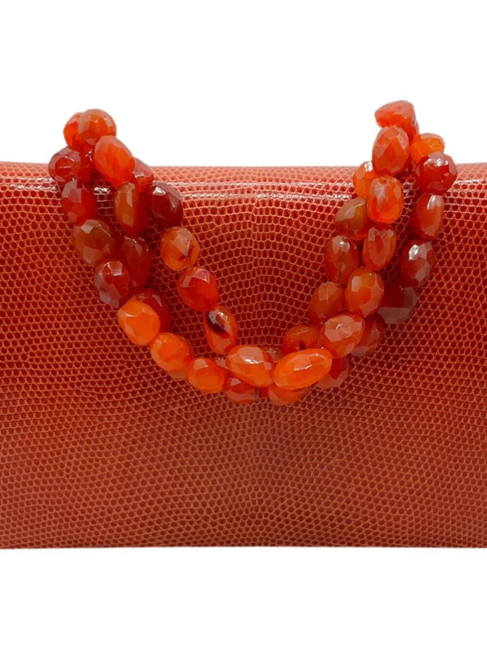 Darby Scott Orange Lizard Necklace Bag